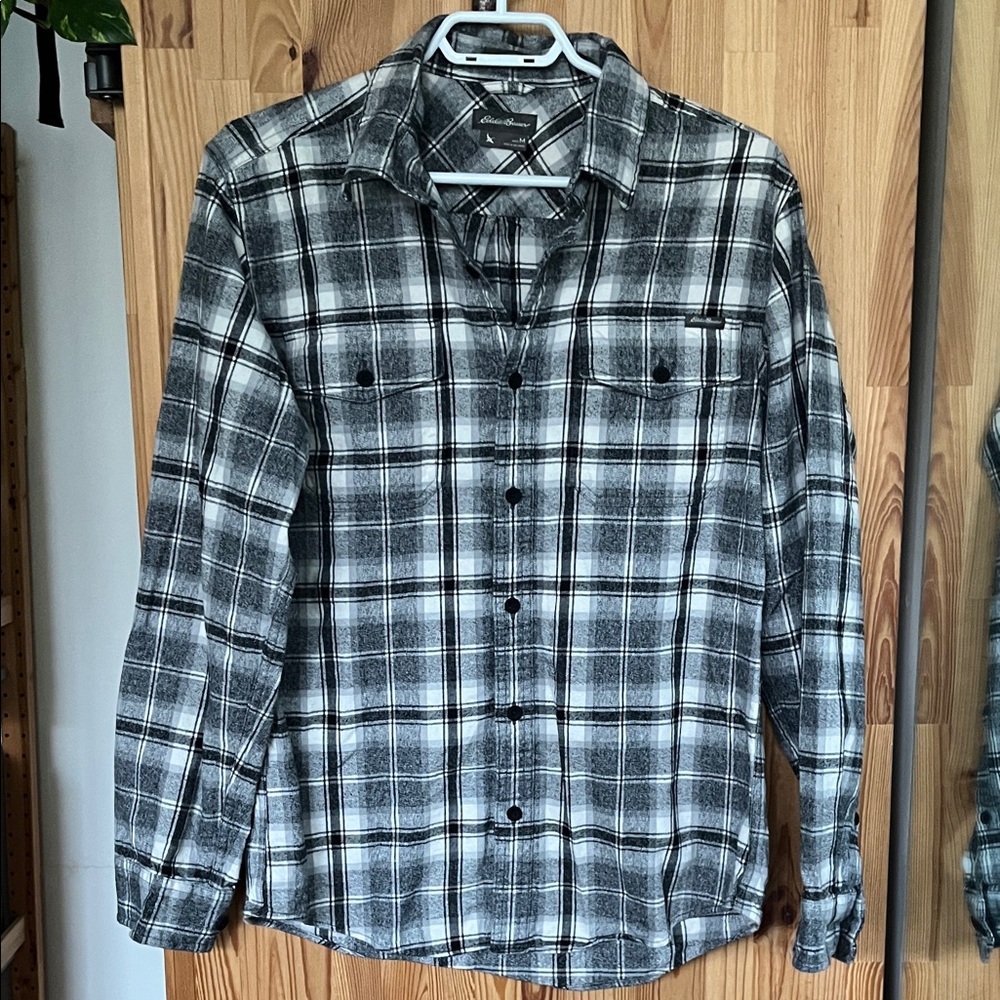 Eddie Bauer Plaid Button-Up Shirt (size M)